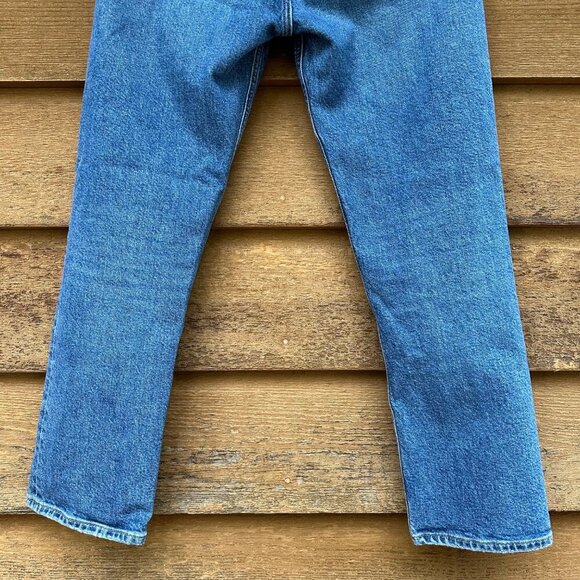 Agolde Riley Crop Button Fly High Waist Straight Leg Blue Jeans Size 28 - Picture 14 of 16